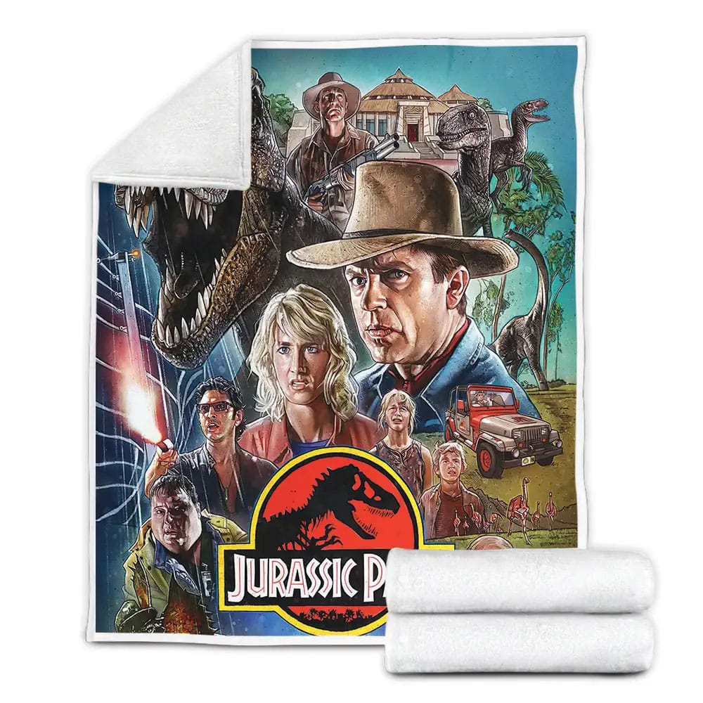 Jurassic Park Movie Poster Fleece Blanket Gift For Christmas Thanksgiving Halloween