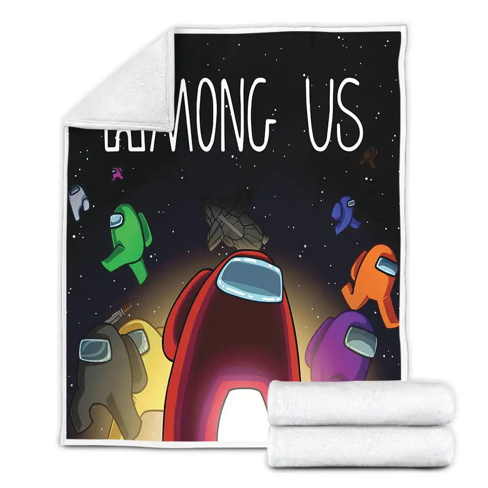 Among Us And Galaxy Fleece Blanket Gift For Birthday Halloween Christmas Thanksgiving