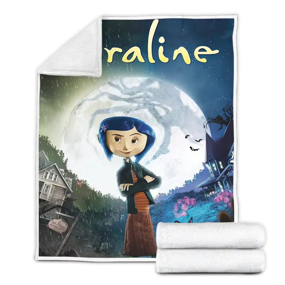 Coraline And The Full Moon Fleece Blanket Gift For Christmas Thanksgiving Halloween