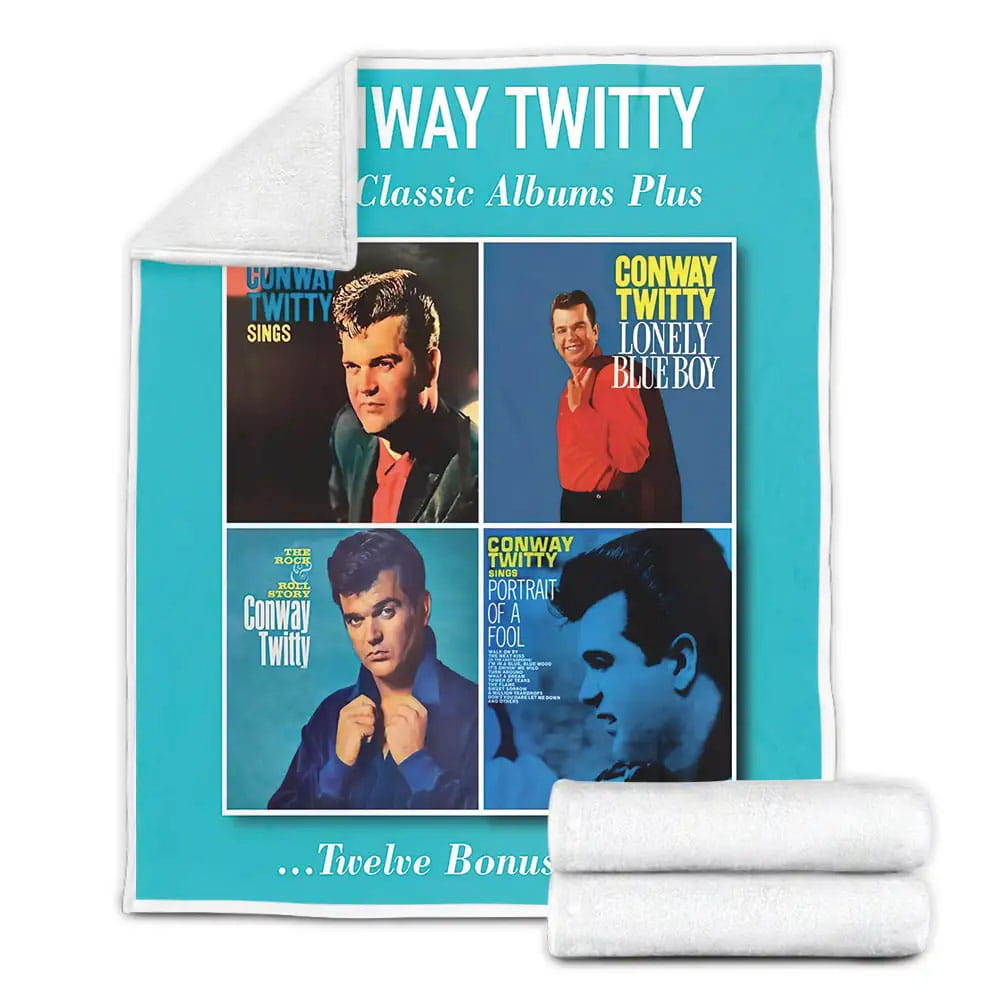 Conway Twitty Album Covers Fleece Blanket Gift For Christmas Thanksgiving Halloween