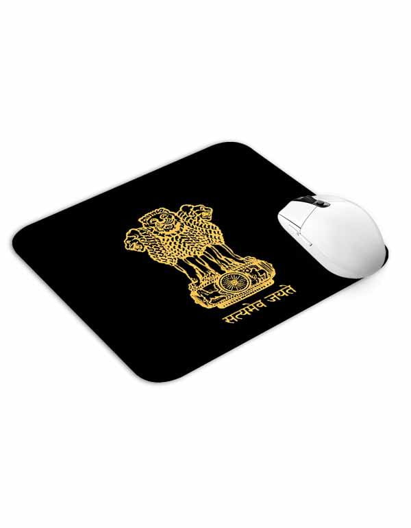 Allleftout Satyamev Jayate Logo Black Mouse Pad