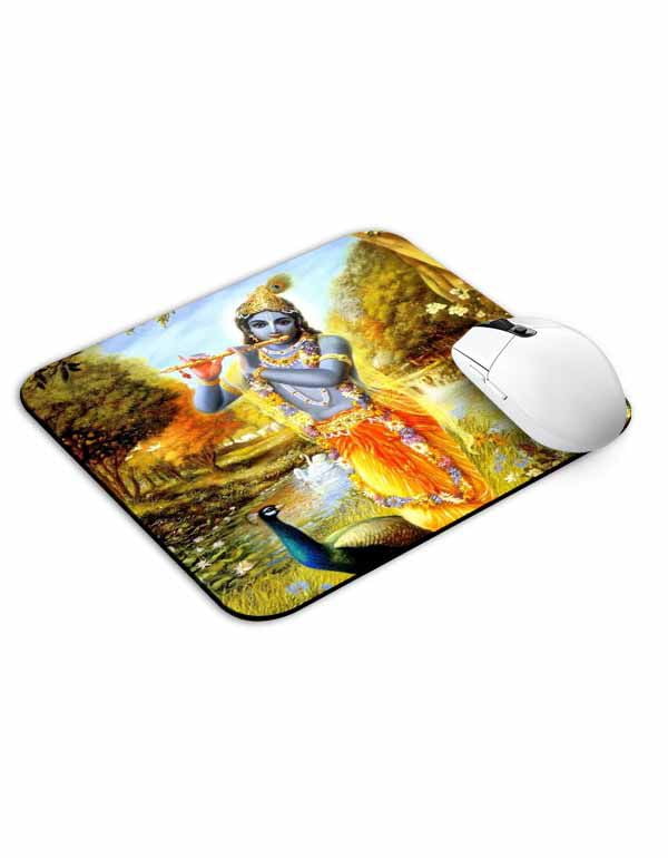 Allleftout Krishna Peacock Mouse Pad