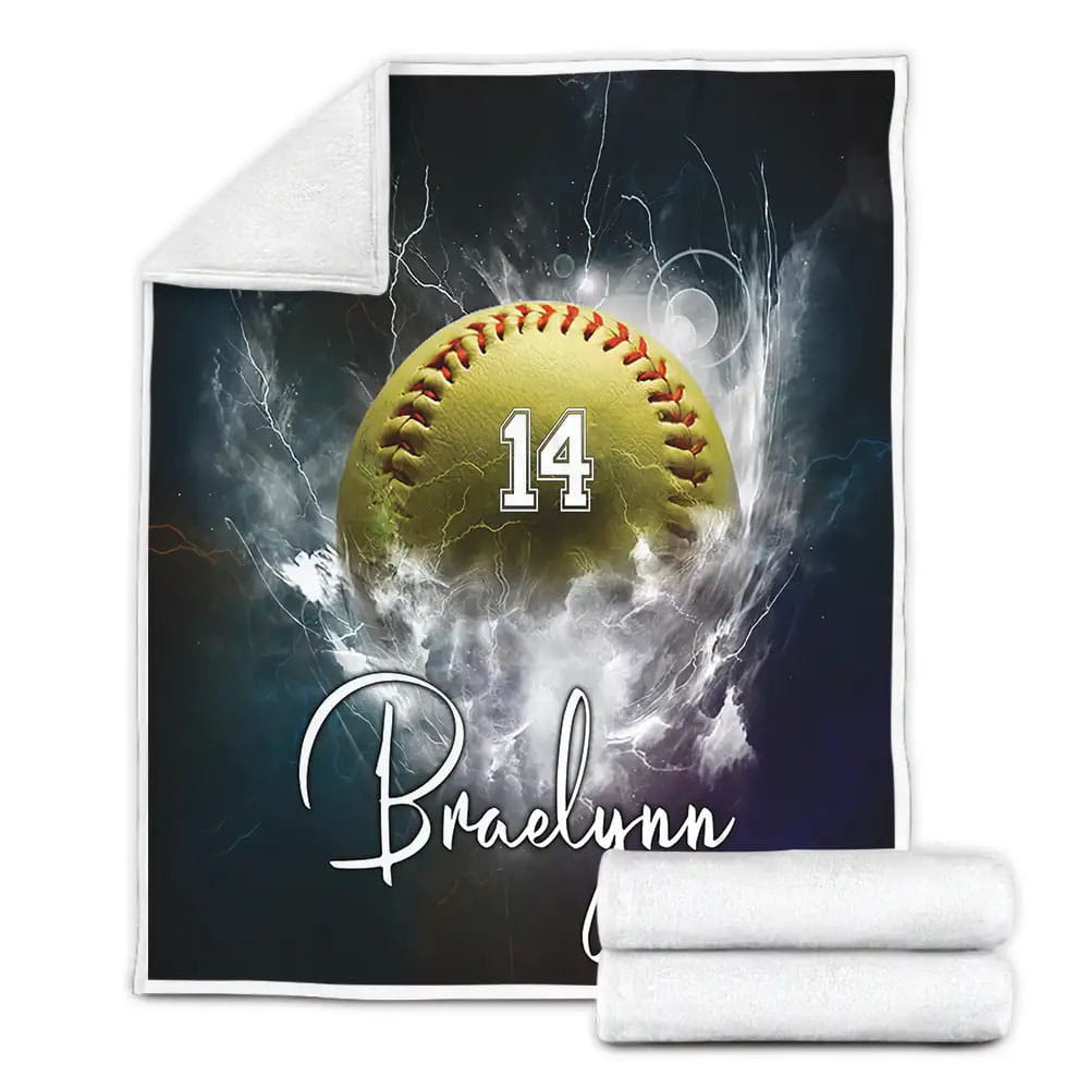 Softball Love Custom Fleece Blanket Gift For Birthday Halloween Christmas Thanksgiving