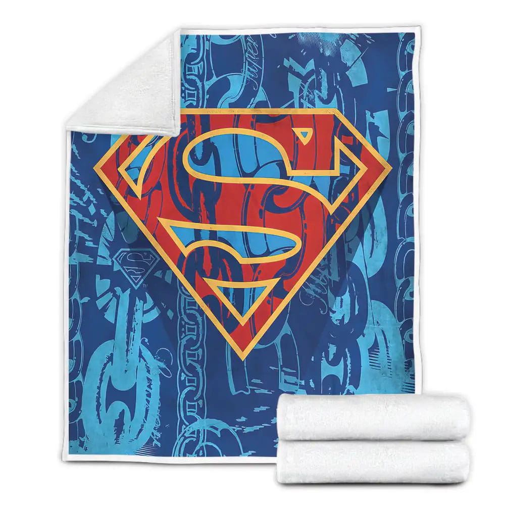 Superman Dc Comics Character The Symbol And Chains Fleece Blanket Perfect 