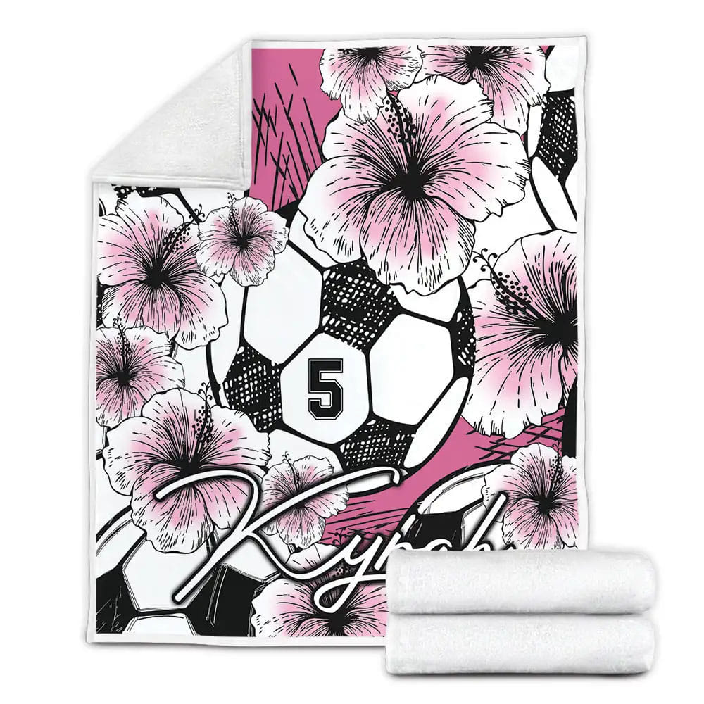 Soccer Flowers Petmytshirt Fleece Blanket Gift For Christmas Thanksgiving Halloween