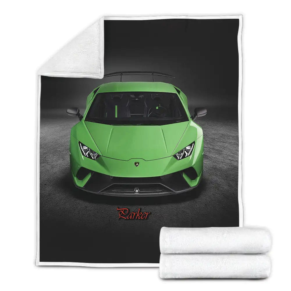 Lamborghini Green Aventador Fleece Blanket Gift For Christmas Thanksgiving Halloween