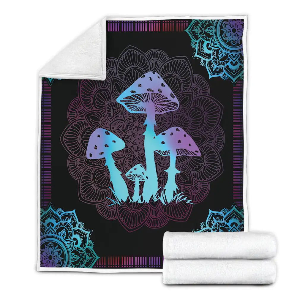 Mushroom Light Color Fleece Blanket Gift For Birthday Halloween Christmas Thanksgiving