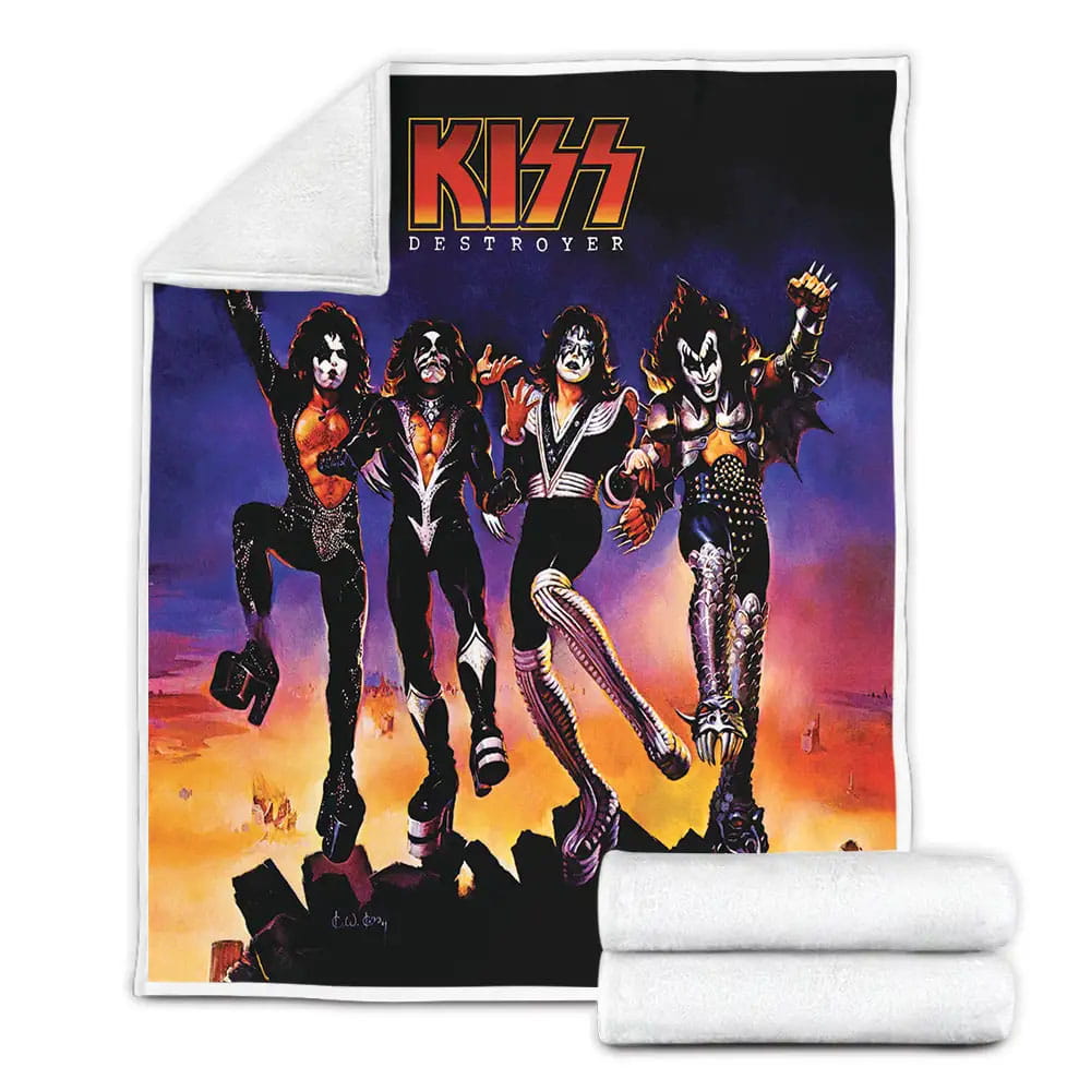 Kiss Destroyer Album Covers Fleece Blanket Gift For Christmas Thanksgiving Halloween