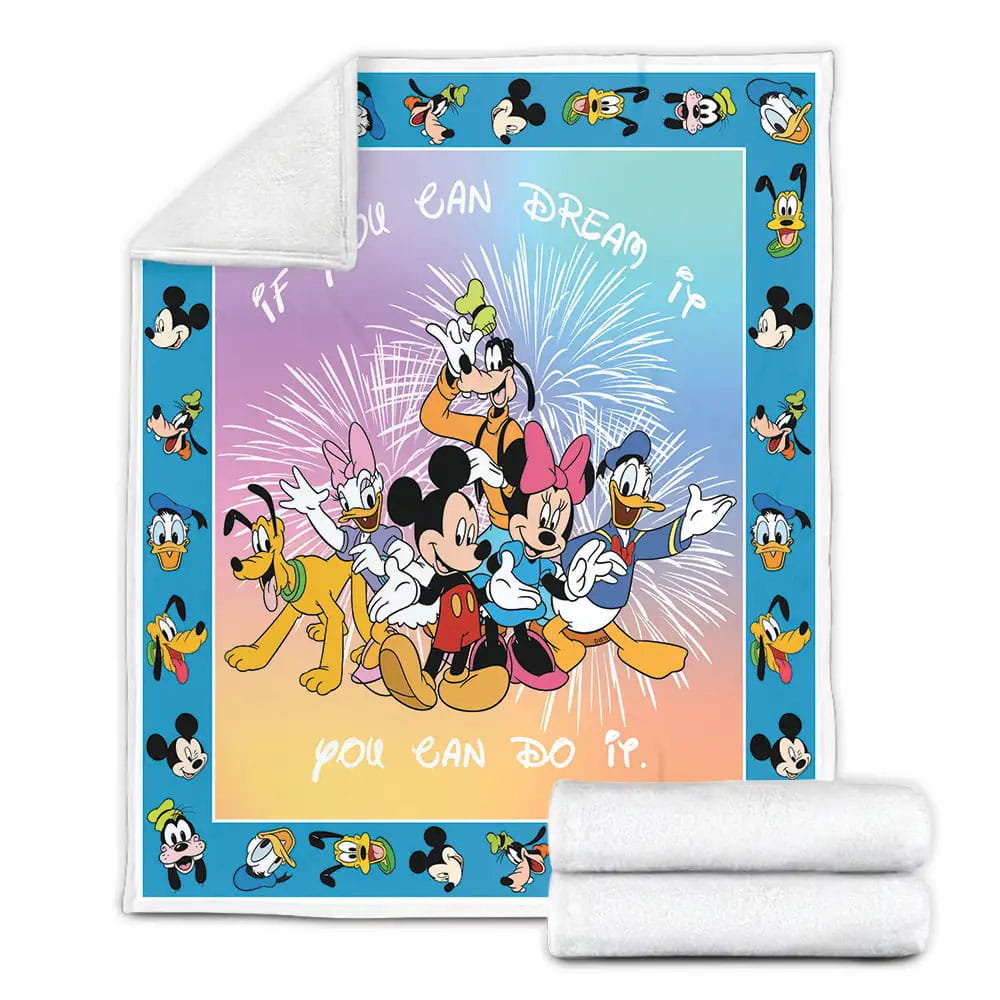 Mickey Mouse Inspire Fleece Blanket Gift For Birthday Halloween Christmas Thanksgiving