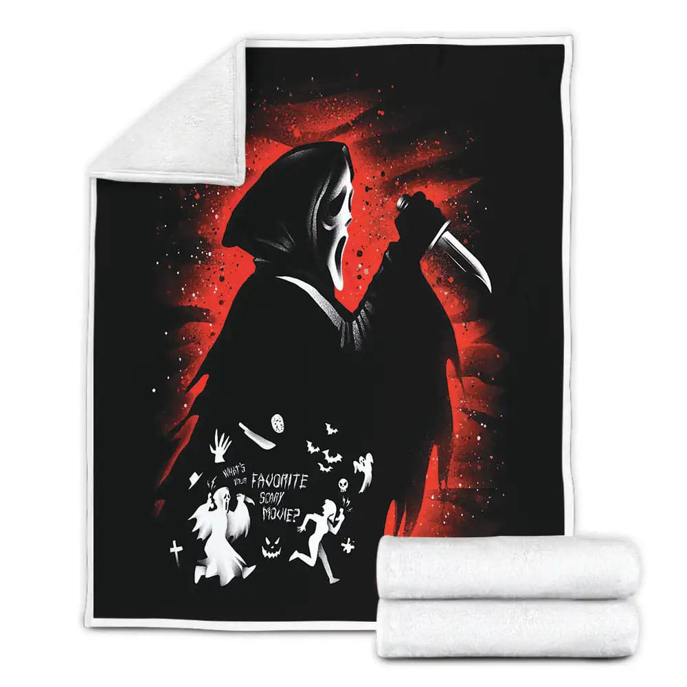 Ghostface Whats Your Favorite Scary Movie Fleece Blanket Gift For Wife Husband Besties