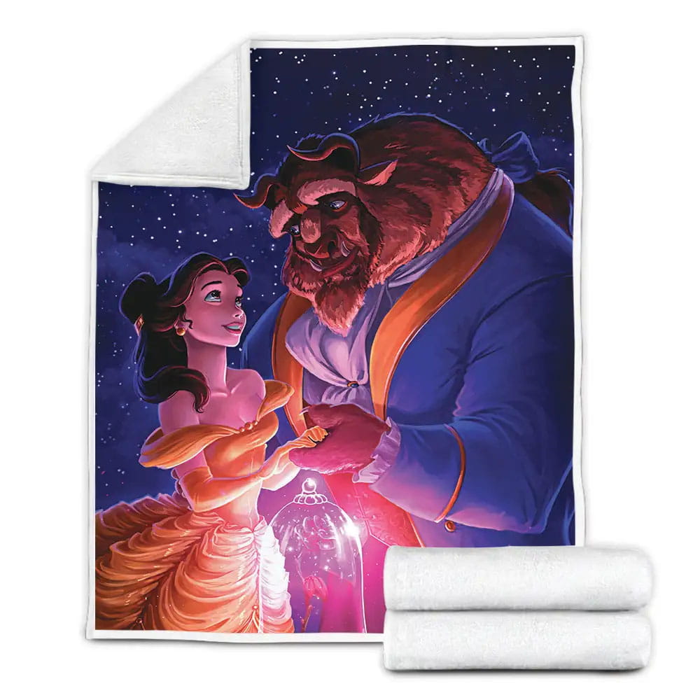 Beauty And The Beast Fleece Blanket Gift For Birthday Halloween Christmas Thanksgiving