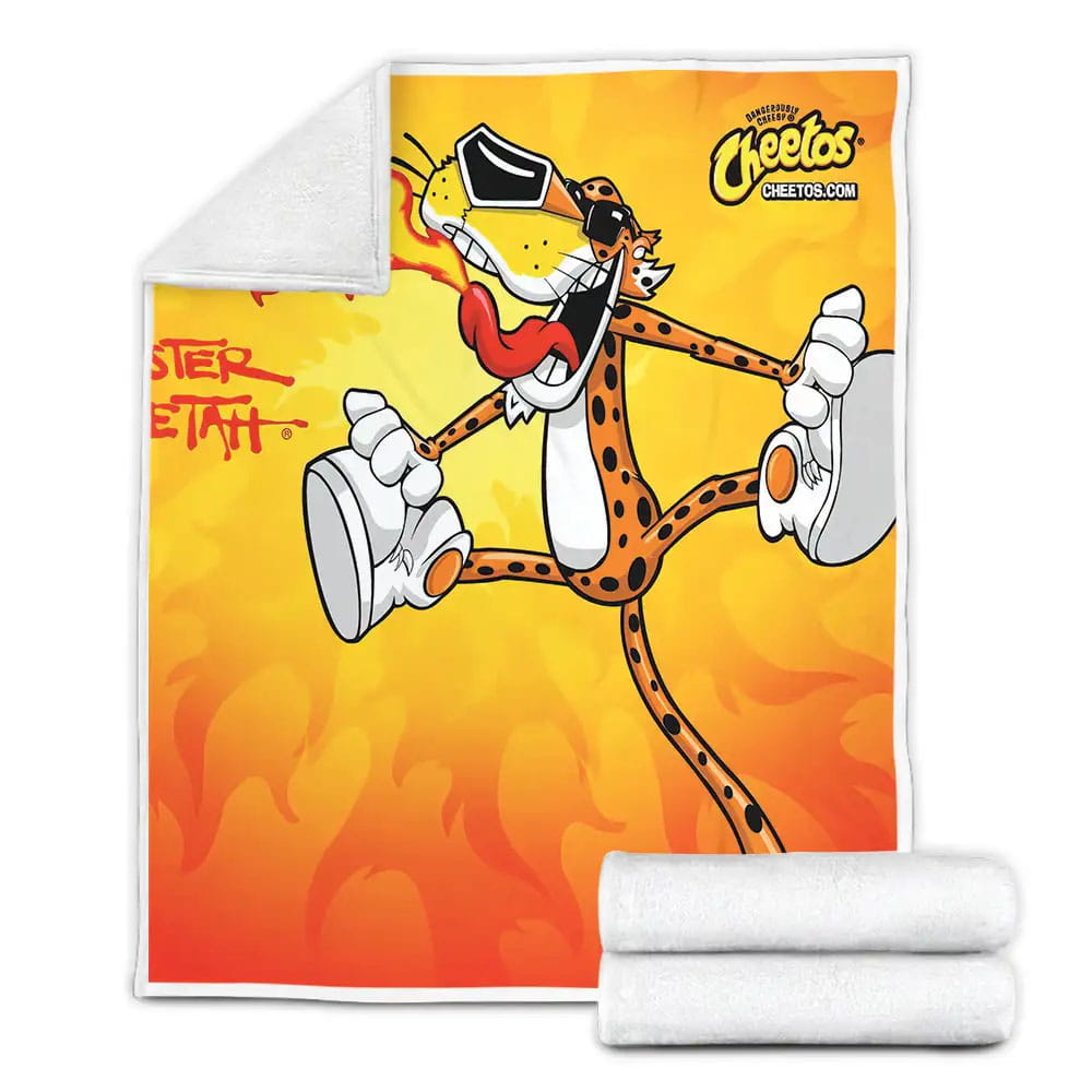 Cheetos Chester Cheetah Flamin Hot Tongue Fleece Blanket Gift For Wife Husband Besties