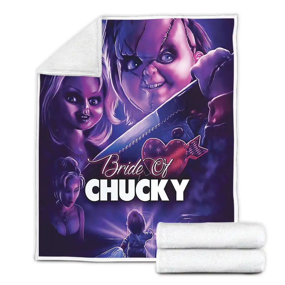 Bride Of Chucky 1998 Movie Poster Fanart Fleece Blanket Gift For Wife Husband Besties