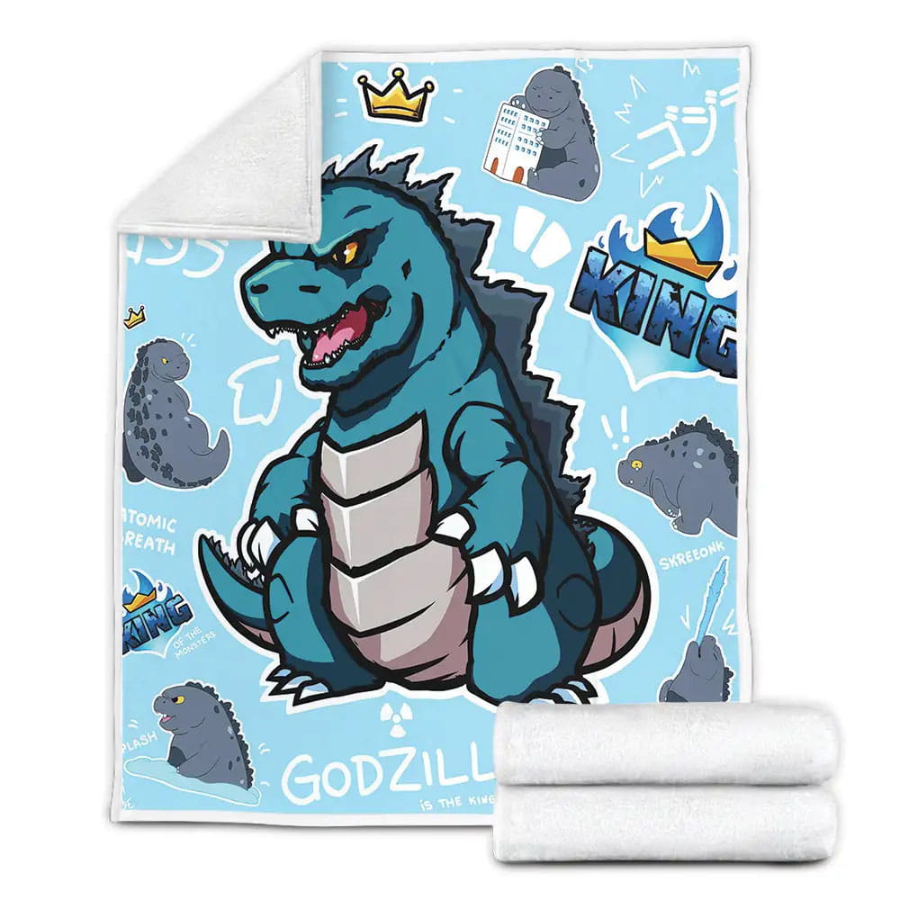 Funny Godzilla King Of The Monsters Drawings Pattern Fleece Blanket Perfect 