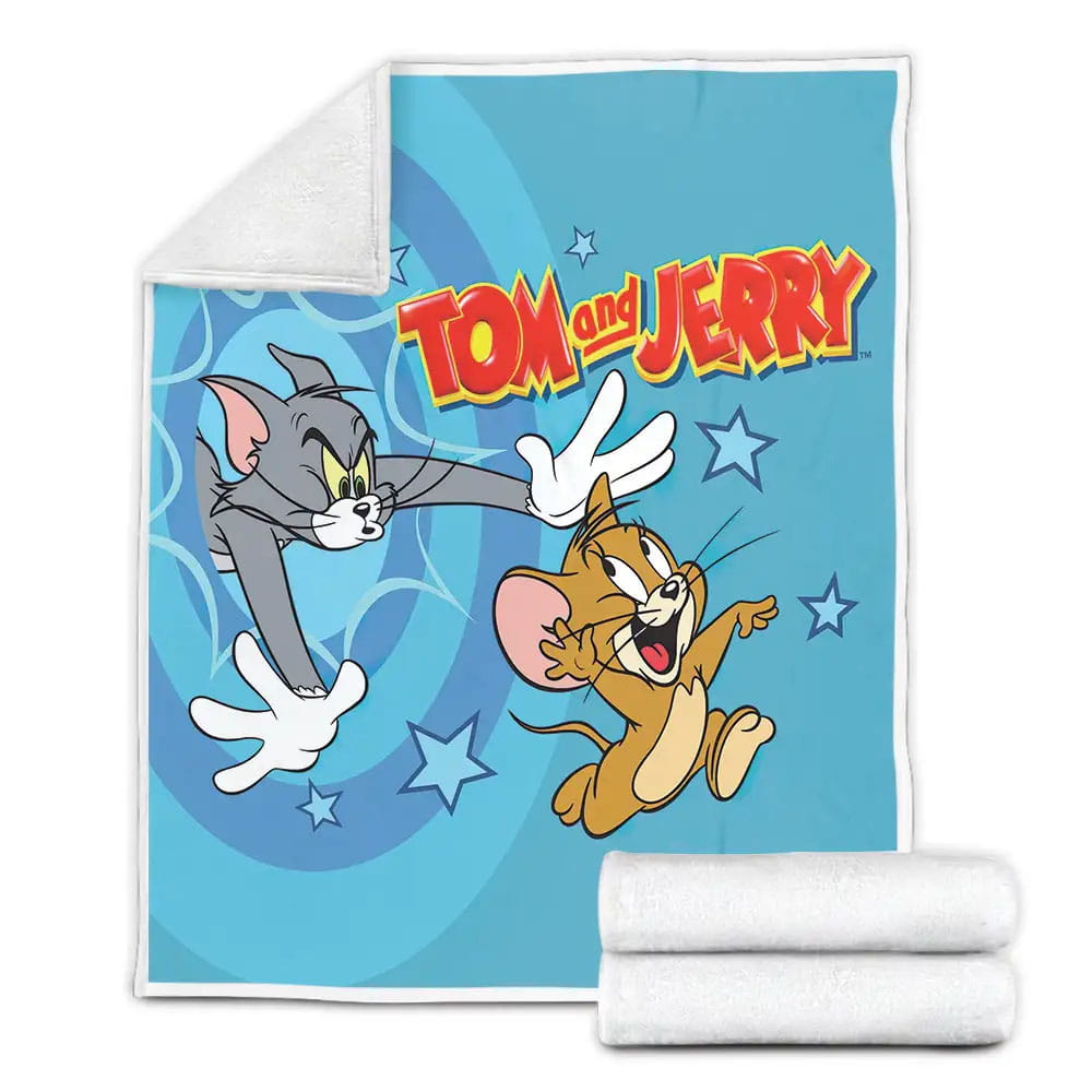Tom And Jerry Chasing Through Teleport Gate Fleece Blanket Gift For Wife Husband Besties