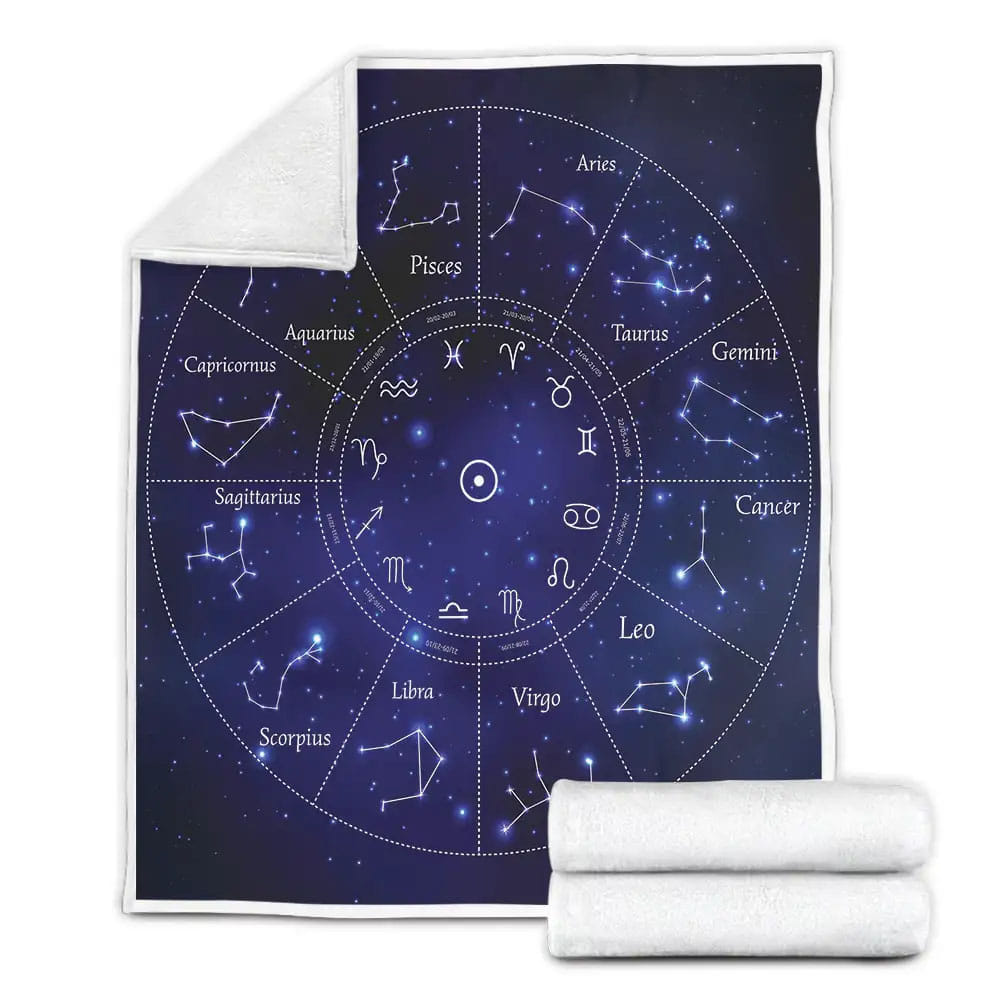 Twelve Constellations Zodiac Fleece Blanket Gift For Christmas Thanksgiving Halloween