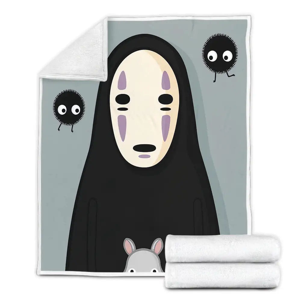 Spirited Away No-Face And The Soot Sprites Illustration Fleece Blanket Perfect 