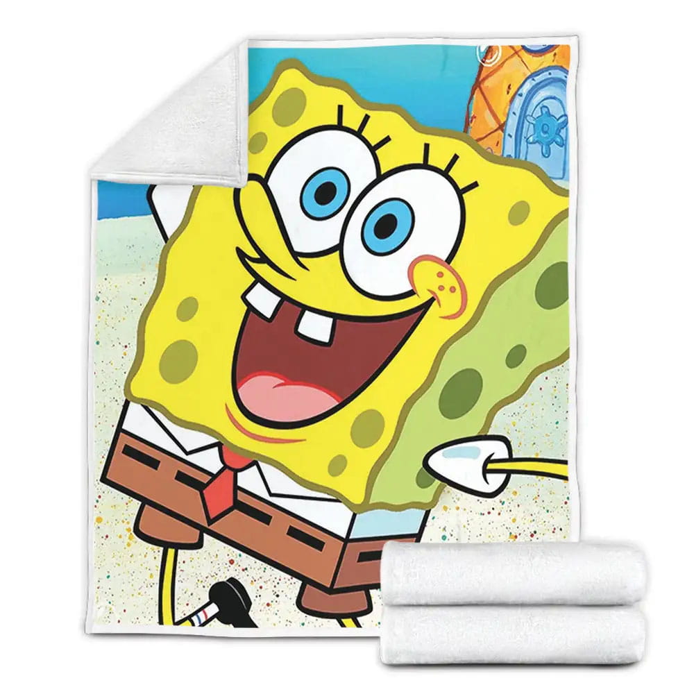 Spongebob Squarepants Fleece Blanket Gift For Birthday Halloween Christmas Thanksgiving