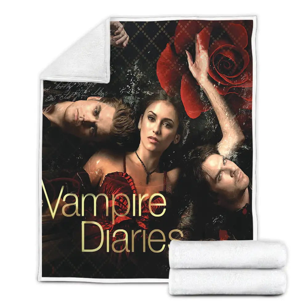 The Vampire Diaries 2009-2017 Red Rose Movie Poster Fleece Blanket Perfect 