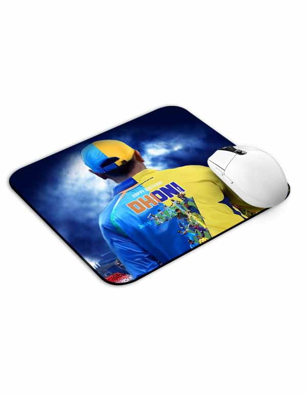 Allleftout Dhoni Half Blue Yellow Jersey Mouse Pad