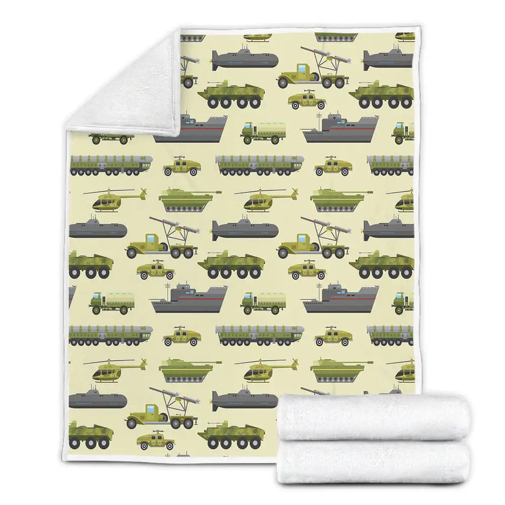 Military Trucks Army Pattern Fleece Blanket Gift For Christmas Thanksgiving Halloween
