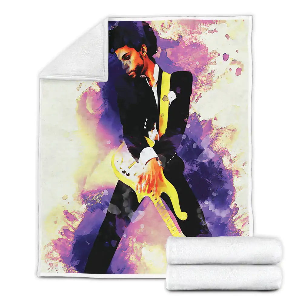 Prince Watercolor Art Fleece Blanket Gift For Birthday Halloween Christmas Thanksgiving