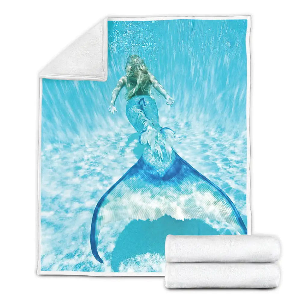 Mermaid Under The Sea Fleece Blanket Gift For Birthday Halloween Christmas Thanksgiving