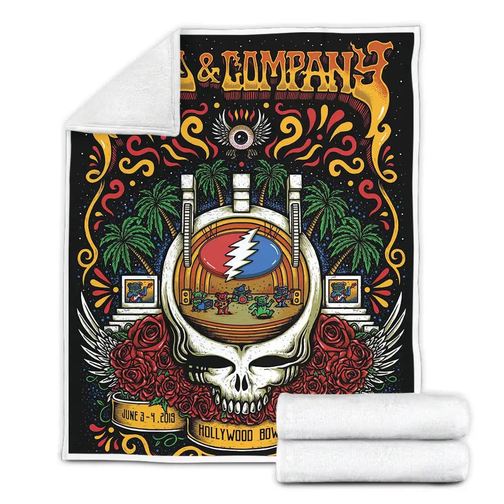 Grateful Dead Tour Dead And Company In Hollywood Bowl Fleece Blanket Perfect 