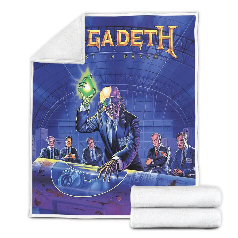 Megadeth Rust In Peace Cover Fleece Blanket Gift For Christmas Thanksgiving Halloween