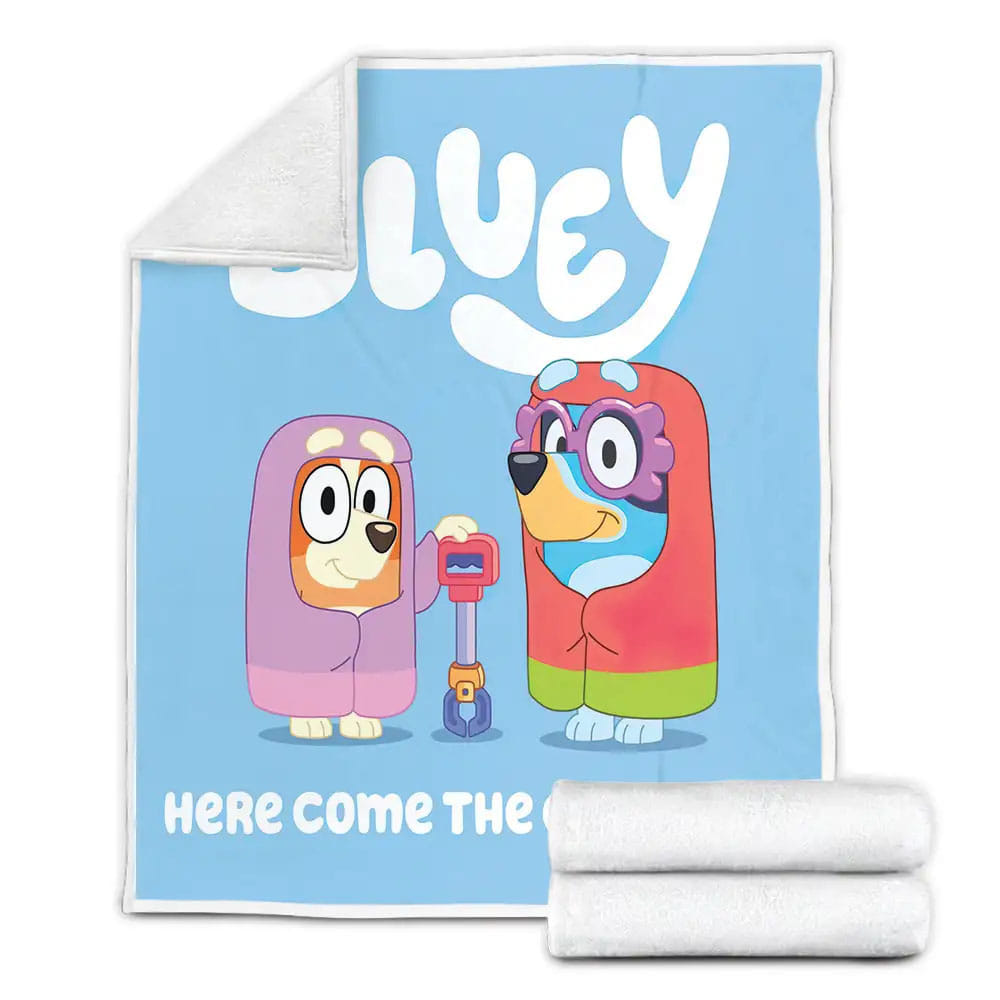Bluey Here Come The Grannies Fleece Blanket Gift For Christmas Thanksgiving Halloween