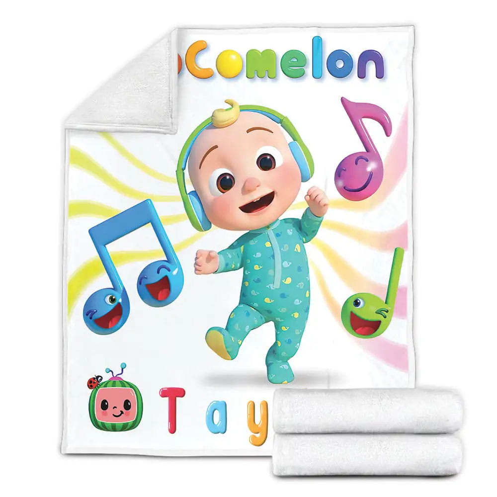 Custom Name Cocomelon Fleece Blanket Gift For Birthday Halloween Christmas Thanksgiving