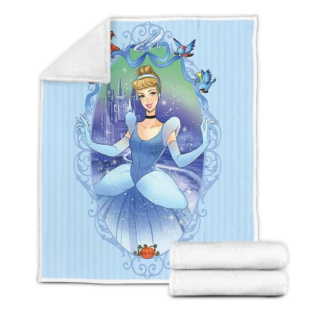 Disney Princess Cinderella In Gorgeous Dress Painting Fleece Blanket Perfect 