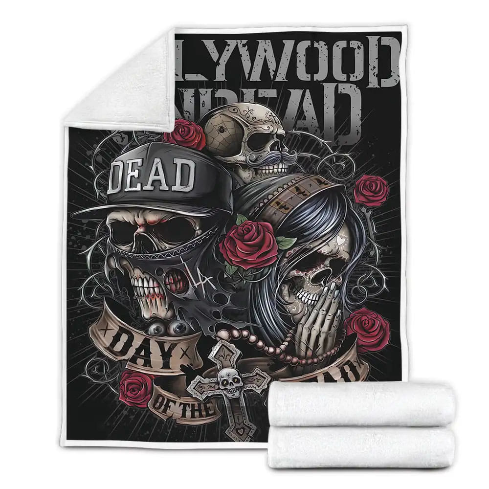 Day Of The Dead Skull Fleece Blanket Gift For Birthday Halloween Christmas Thanksgiving