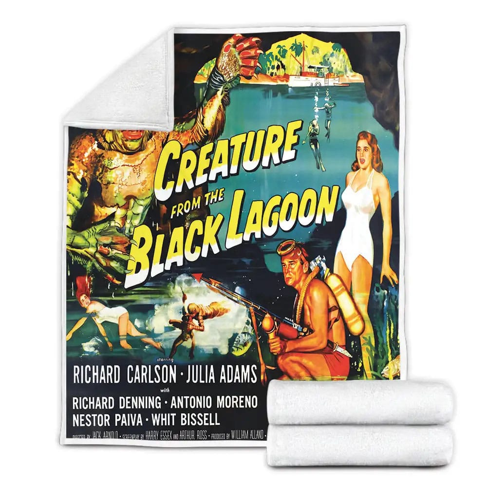 Creature From The Black Lagoon Movie Poster Fleece Blanket Gift For Wife Husband Besties