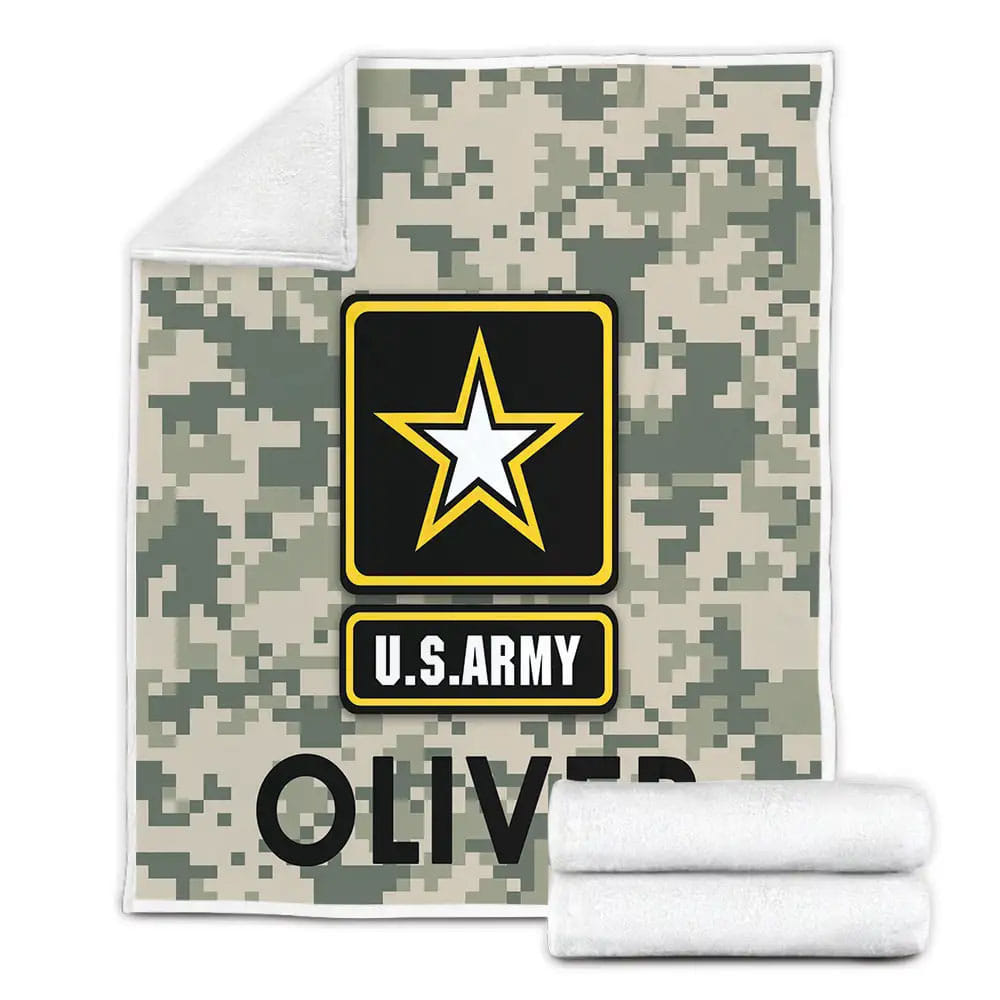 Petmytshirt Us Army Theme Silver Camouflage Fleece Blanket Gift For Wife Husband Besties