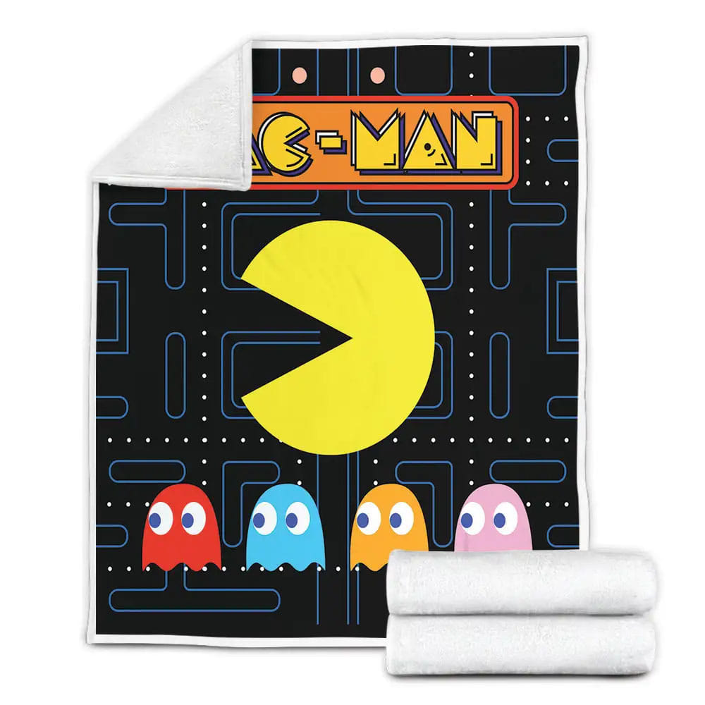 Pac-Man The Four Colored Ghosts And The Maze Fleece Blanket Gift For Wife Husband Besties