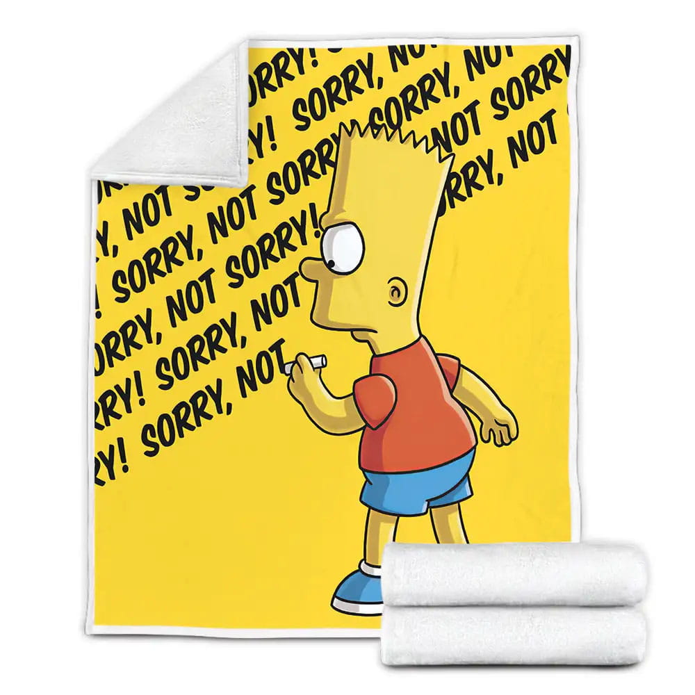 Bart Simpson Sorry Not Sorry Fleece Blanket Gift For Christmas Thanksgiving Halloween