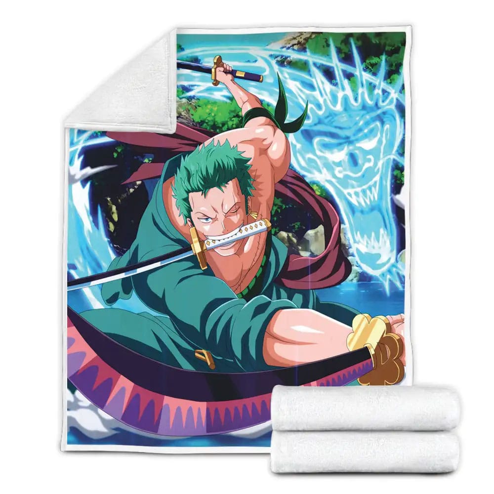 One Piece Zoros Skill Sword Fleece Blanket Gift For Christmas Thanksgiving Halloween