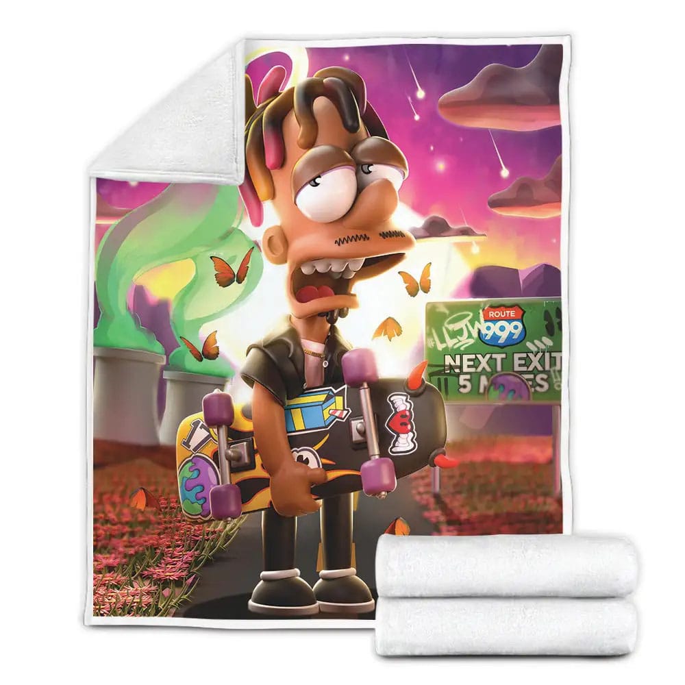 Juice Wrld As A The Simpsons Character 3D Illustration Fleece Blanket Perfect 