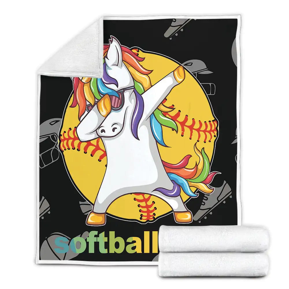 Softball Unicorn Softballcorn Fleece Blanket Gift For Christmas Thanksgiving Halloween