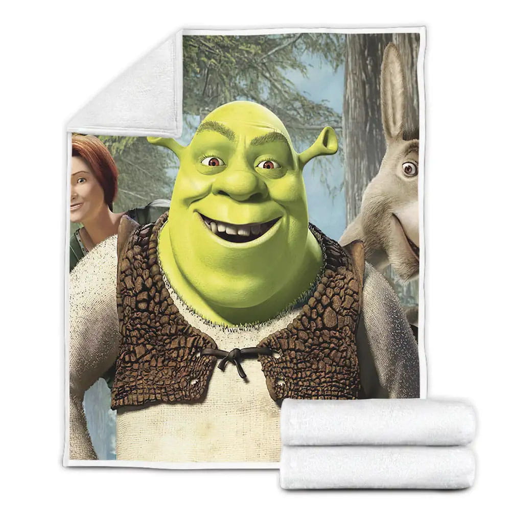 Shrek 2001 Movie Happy Face Fleece Blanket Gift For Christmas Thanksgiving Halloween