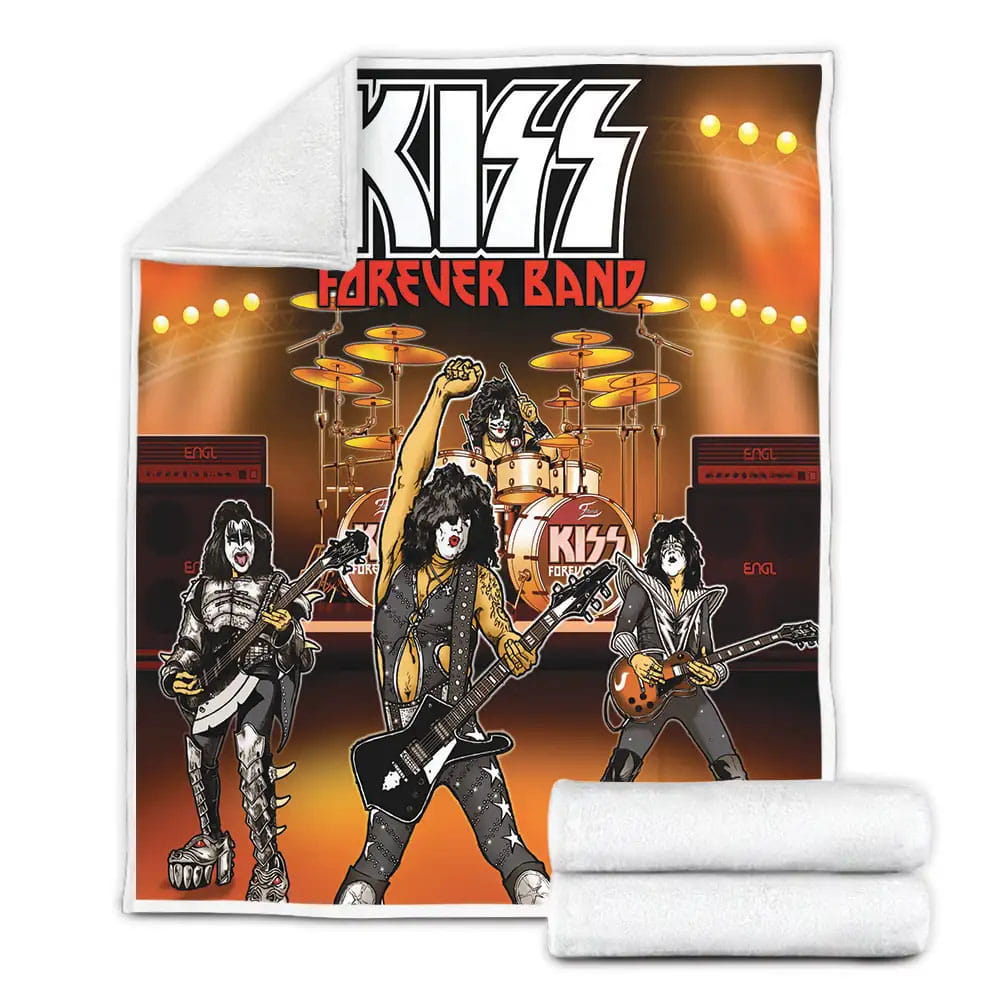 Kiss Forever Band Tour Fleece Blanket Gift For Birthday Halloween Christmas Thanksgiving