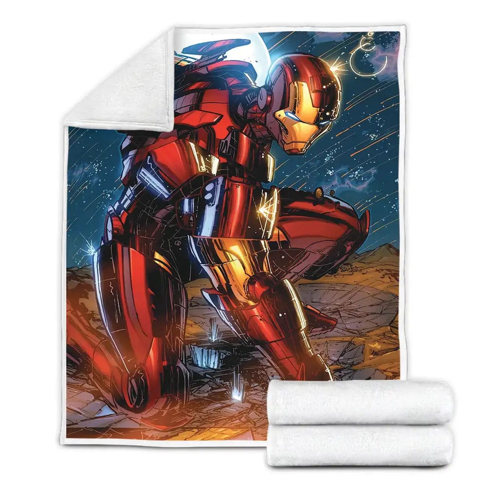 Marvel Iron Man In Bulletproof Armor Digital Fleece Blanket Gift For Wife Husband Besties
