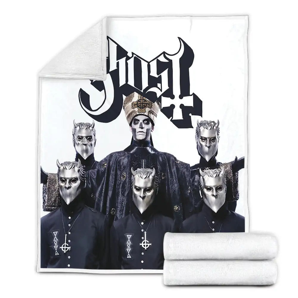 Ghost Music Band Wear A Crown Fleece Blanket Gift For Christmas Thanksgiving Halloween