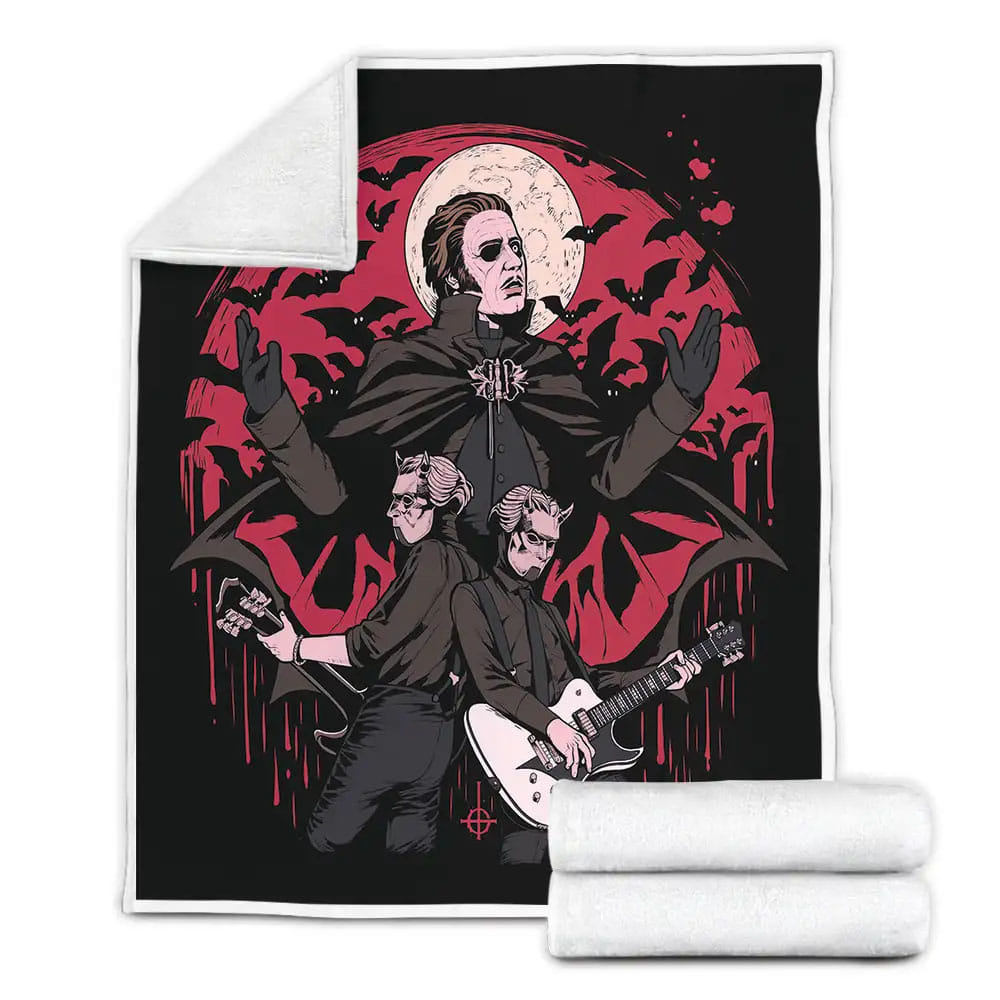 Ghost Music Band And The Bats Fleece Blanket Gift For Christmas Thanksgiving Halloween