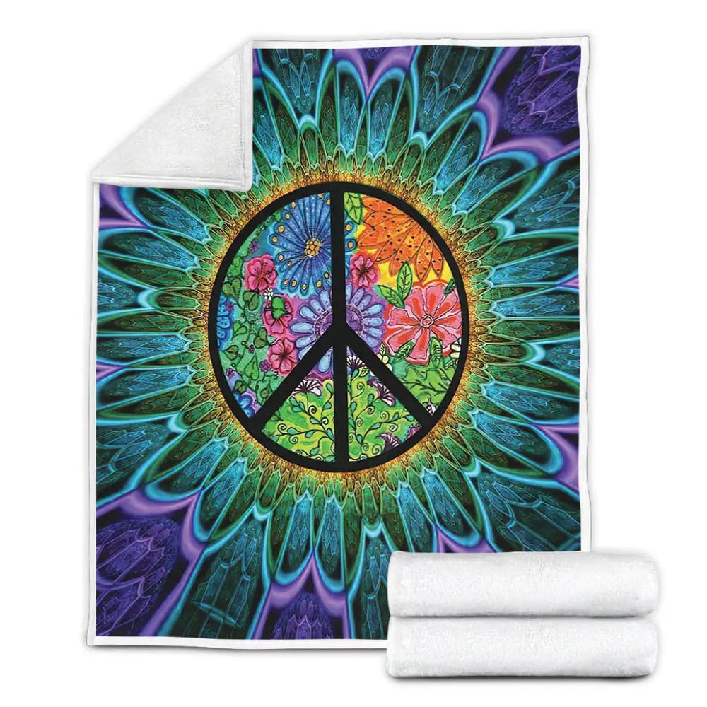 Hippie Peace Symbol Perfect Gifts For Fox Hippie Gifts Fleece Blanket Perfect 