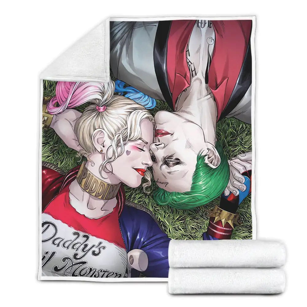 Harley Quinn And Joker Fleece Blanket Gift For Birthday Halloween Christmas Thanksgiving