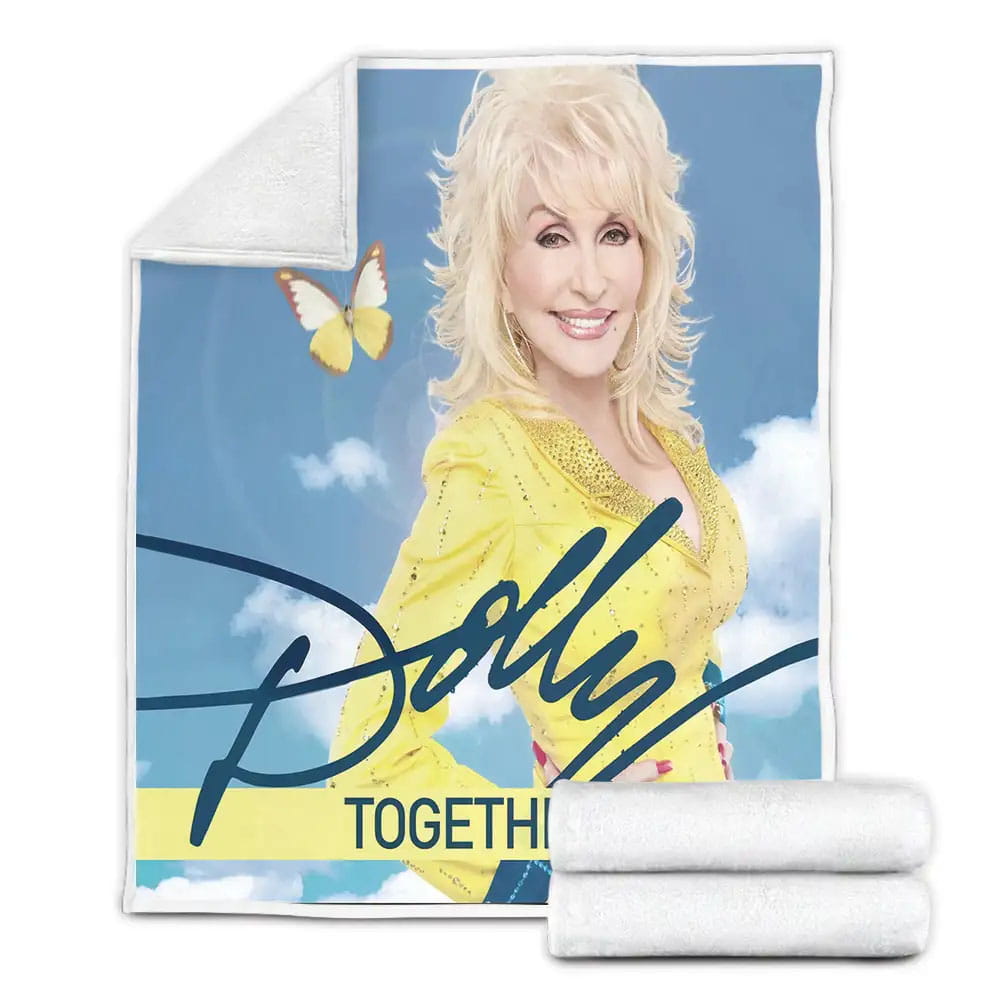 Dolly Parton Yellow Butterfly Fleece Blanket Gift For Christmas Thanksgiving Halloween