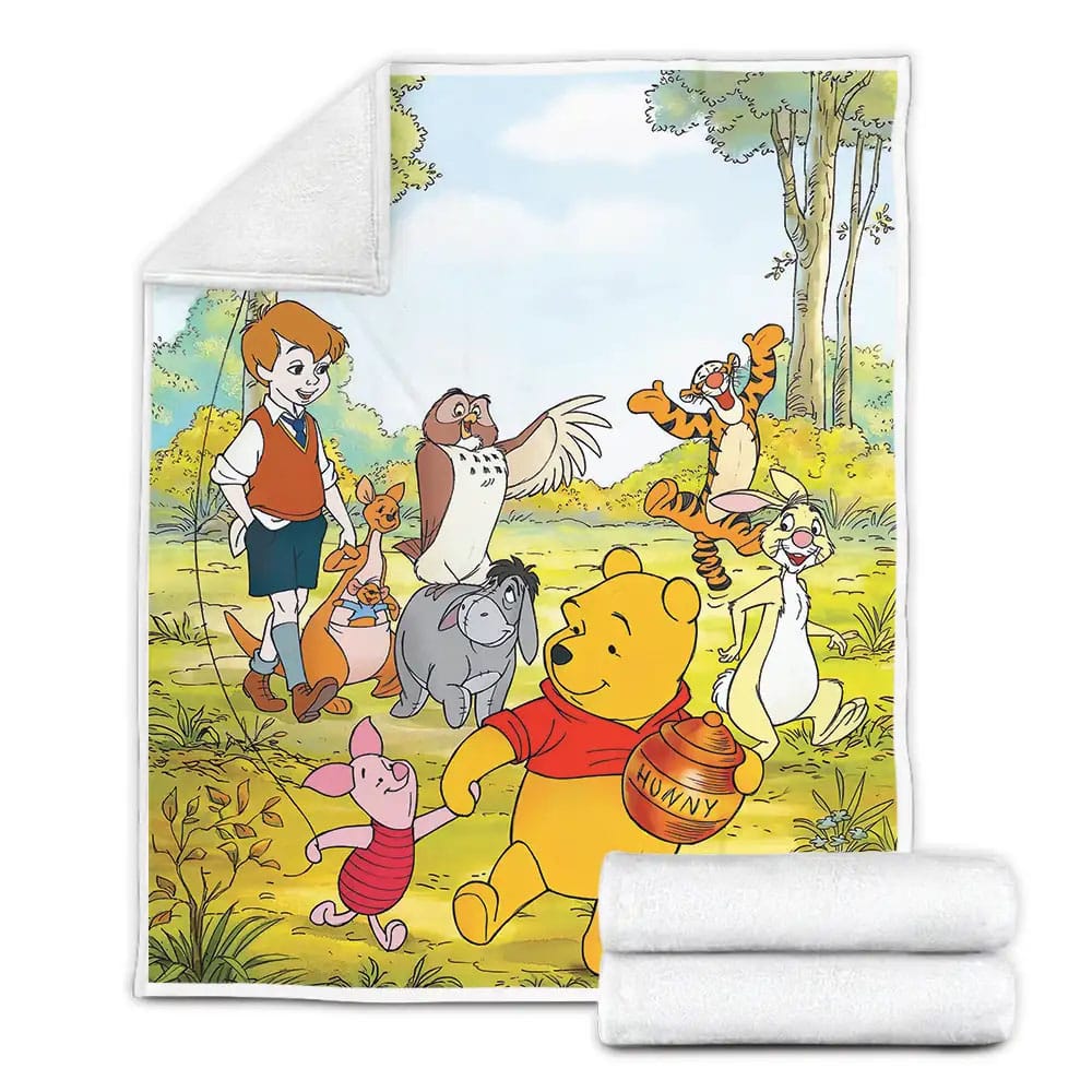 Disney Winnie The Pooh Fleece Blanket Gift For Birthday Halloween Christmas Thanksgiving