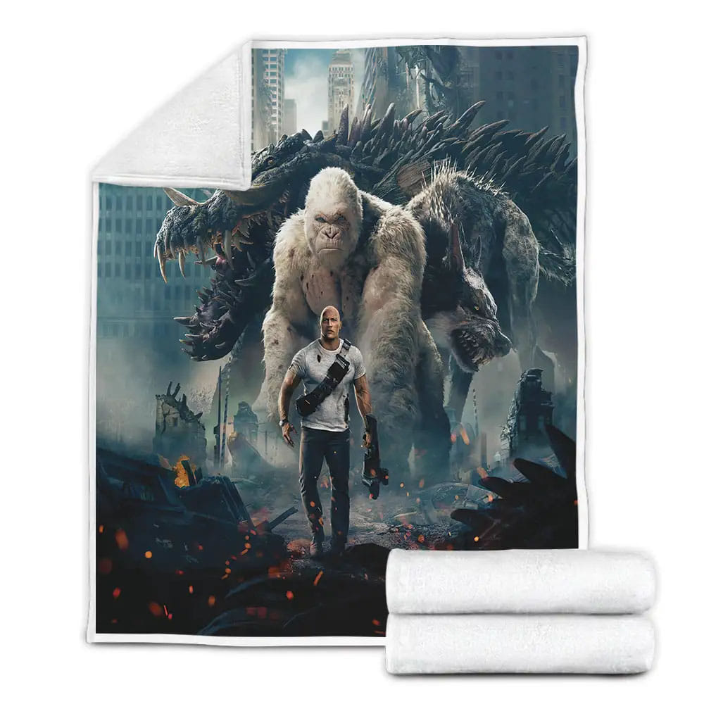 Rampage 2018 Movie Wallpaper Fleece Blanket Gift For Christmas Thanksgiving Halloween